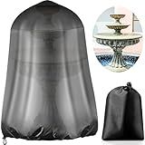 Tatuo 36"x42" Garden Fountain Covers for Winter 600d Oxford Waterproof Outdoor Waterproof Statue Covers for Indoor Furniture Outdoor Garden Fountain Statue(Black)