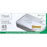 Mead #10 Security Business Envelopes Letter Size 4-1/8" x 9-1/2" – Peel and Seal, Privacy Lined, No-Window, Press-It Seal-It Self-Adhesive for Home & Office Mailing, 45 Count (75026)