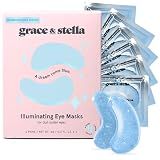 grace & stella Award Winning Under Eye Mask Reduce Dark Circles, Puffy Eyes, Undereye Bags, Wrinkles, Gel Under Eye Patches, Small Gifts for Women, Gifts Under 10 Dollars, Vegan (6 Pairs, Blue)