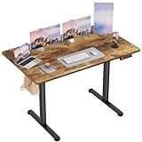 Furmax Electric Standing Desk, 48 x 24 Inches Sit Stand up Desk, Sit Stand Height Adjustable Home Office Desk with 4 Height Position Memory - with Splice Board (Rustic Brown, 48)