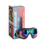 NVTED Dog Sunglasses Dog Goggles, UV Wind Dust Fog Protection Pet Glasses Eye Wear with Adjustable Strap for Medium or Large Size (Laser)