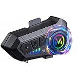 ELIKIDSTO Motorcycle Helmet Bluetooth Headset Speakers with HiFi Sound,Noise Cancellation,1000mAh Battery,25 Hours Use,Boom Mircrophone,Easy to Install Use with Golves,IPX6 Waterproof,Voice Assistant