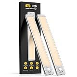 MCGOR 10inch Under Cabinet Lighting, 2 Pack Rechargeable Motion Sensor Light Indoor, 5 Levels Dimmable Magnetic Closet Lights, Wireless Under Counter Lights for Kitchen, Stairs
