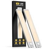 MCGOR 10inch Under Cabinet Lighting, 2 Pack Rechargeable Motion Sensor Light Indoor, 5 Levels Dimmable Magnetic Closet Lights, Wireless Under Counter Lights for Kitchen, Stairs