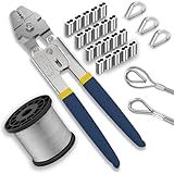 YingYa BIS Wire Crimping Tool Kit, 100FT Stainless Steel Cable, 100PCS Aluminum Crimping Loop Sleeve, Wire Rope Thimble
