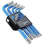 VORXEON 9PCS Star Wrench Key Set T10 to T50 Torx Wrenches Hex Keys With Visible Coding And Non-slip Coating, Long Arm Star Key With Hole for Auto Repair, Furniture Assembly, Household DIY