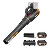 WORX Nitro WG581.1 40V Cordless Leaf Blower, Quiet Electric Blower for Lawn Care with 530CFM & 180MPH, 2 Batteries & Charger Included