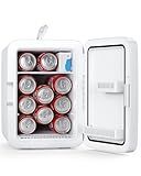Antarctic Star Compact Mini Fridge, 10L Portable Small Refrigerator, 2.6 Gal Mini Fridge with AC/DC Adapters, Small Cosmetics Cooler for Beverage, Food, Makeup, Bedroom, Office, Dorm, White