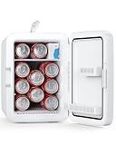 Antarctic Star Compact Mini Fridge, 10L Portable Small Refrigerator, 2.6 Gal Desktop Fridge with AC/DC Adapters, Small Cosmetics Cooler for Beverage, Food, Makeup, Bedroom, Office, Dorm, White