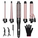 ANIEKIN 5 in 1 Curling Iron Set, Fast Heat Up Curling Wand from 3/8 to 1 1/4 Inch and a Thermal Brush Come with, Dual Voltage Hair Curler for Women All Hair Types and Travel Use, Gifts for Women