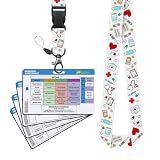 Horee Labor and Delivery Nurse Badge Buddy with Print Lanyard Set, Fetal Monitoring Hemorrhage Newborn Assessment Reference Cards RN