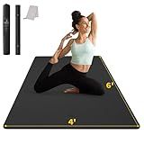 CAMBIVO Large Yoga Mat (6'x 4'), Extra Wide Workout Mat for Men and Women, 1/3 &1/4 Thick Exercise Fitness TPE Mat for Home Gym, Yoga, Pilates, Workout (Black),6mm
