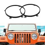Timilge 7 inch Round Headlight Mount Bracket Ring Replacement for Wrangler JK JKU 2007-2018 (Metal Outer Ring)