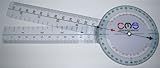 CMS Protractor Goniometer 360 Degree Axis & Range of Motion Patient Progress Test mm/cm/in Compact Pocket Design Clear Plastic Physical Therapy Ruler