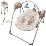 Baby Swings for Infants, Tiny Marvels Portable Swing with Adaptable Speed, Music, Removable-Toy-Bar, Foldable Infant Swing for Indoor and Outdoor Use, 0-9 Months 6-20 lbs(Sander Checker)