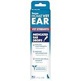 TropiClean HomeVet Medicated Dog Ear Drops, Vet Recommended Daily Dog Ear Cleaner, Fungal & Yeast Treatment, USA Made, 1 oz