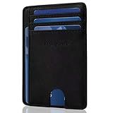 VOGSTYCUERO Slim Minimalist Front Pocket RFID Blocking Leather Wallets for Men and Women,with Gift Box, (Alaska Black)