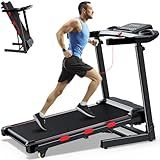 Foldable Treadmills for Home, 3.5HP Auto Incline Treadmill with Wide Belt & Handle Bar, LCD