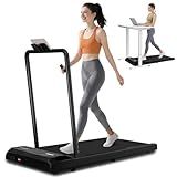 MoonFox Walking Pad Treadmill, 3 in 1 Under Desk Treadmill for Home Office w/2.5HP Motor/4.0MPH/45dB, Walking Pad w/Safety Handle/Remote/LED Display, Portable Treadmills Supports Up to 300lbs, Black