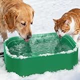 IPOW Extra Large Heated Water Bowl with 5 Layers Design for Heating & Heat Preservation Provides Drinkable Water & Food in Winter Heated Pet Bowl for Cat Rabbit Chicken Duck Squirrel, 194 fl oz