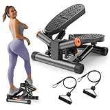 Niceday Twist Stepper for Exercise at Home, Mini Stair Stepper with Resistance Bands at Home Workout Equipment with 300LBS Loading Capacity, Hydraulic Fitness Stepper with LCD Monitor Gray