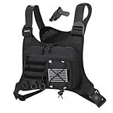 koculemi Outdoor Sports Chest Bag for Men, Chest Vest Holster Fits Most Pistols, Adjustable EDC Travel Chest Pack for Running, Hiking, Workouts (Black)