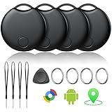 Air Tracker Tags-4 Pack for Android, Bluetooth Tracker Works with Google’s Find Hub | Android Only | Replaceable Battery | Water- Resistance (4 Black)
