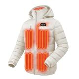 LYReview Unisex Heated Jacket with Rechargeable Battery Included, Outdoor Cozy Soft Waterproof Heating Coat for Men and Women, Beige, M