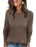 WIHOLL Chocolate Brown Fall Clothes Puff Sleeve Sweaters for Women Trendy Casual Tops for Teachers Travel Vacation Airport Fall Outfits Fashion 2026 L