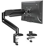 MOUNTUP Single Monitor Desk Mount Holds Screen up to 32 inch, Height Adjustable Monitor Arm, Computer Monitors Stand with Clamp/Grommet Mounting Base, VESA Mounts Fit 4.4-17.6lbs Computer, Black