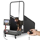 GYMAX Dog Treadmills for Small/Medium Dogs - 220 LBS Pet Runner with 65.5 FT Remote, Rotatable LCD Monitor, Adjustable Incline, 3 Countdown Modes & Wheels, Dog Running Machine for Indoor Exercise