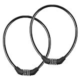 2 PACK Bike Locks Cable,Anti Theft Bicycle Lock Chain,4 Digit Security Resettable Bike Combination Lock Self Coiling Combination Cable Combo Bike Locks Without Mounting Bracket,2 Feetx1/2 Inch (Black)