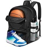 YHXONEOK Basketball Bag, Basketball Backpack with Ball Holder & Shoes Compartment for Soccer Ball Volleyball Football, Large Sports Equipment Bag Backpack for Son Daughter Men Women Black