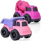 Toddler Toys for 2 Year Old Girl, Dump Truck Toys and Mixer Cement, BPA Free, Phthalates Free, PVC, Outdoor Toys for Toddlers 2-3, Ideal Toy Cars for 2 3 4 Year Old Girls Christmas Birthday Gift