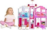Barbie Doll House Playset, 3-Story Townhouse with 4 Rooms & Rooftop Lounge, Furniture & Accessories Including Swinging Chair (Amazon Exclusive)