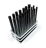 HHIP 8600-0041 28-Piece Transfer Punch Set – 3/32" to 1/2" by 64ths + 17/32", Precision Undersize .0025", Hardened Tool Steel, 4-7/8" Long, Black Oxide, Indexed Stand for Accurate Hole Transfer