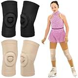 Shappy 2 Pair Figure Ice Skating Knee Pads Gel Dance Knee Pads Cushion and Support Breathable Material for Dancing Skating Women Girl Men(Medium,Beige and Black)