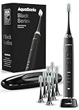 Aquasonic Black Series Ultra Whitening Toothbrush – ADA Accepted Electric Toothbrush- 8 Brush Heads & Travel Case – 40,000 VPM Electric Motor & Wireless Charging - 4 Modes w Smart Timer