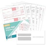 1099 NEC Forms 2025 with Envelopes, 25 2025 1099 NEC Tax Forms, 4 Part Kit, with 3 1096 Included with 25 Self Seal Envelopes
