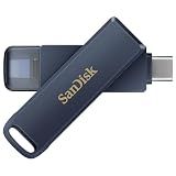 SANDISK 256GB Phone Drive for iPhone, USB C and Lightning, Compatible with iPads, Mac, and Devices, Metallic Blue Finish, 1 Count, SDIXD0N 256G-GN6NE