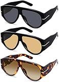 YMRFW Oversized Retro Aviator Sunglasses for Women Men Trend 70s Thick Classic Vintage Style Sun Glasses