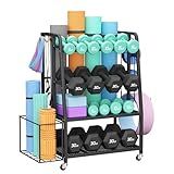 600LBS Weight Rack For Home Gym, Vopeak Dumbbell Rack Stand Only, Adjustable Weight Rack For Dumbbells, Kettlebells Yoga Mat, Home Gym Storage Rack With Wheels And Hooks, Powder Coated Finish Steel