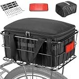 CDYWD Bike Basket Rear for Men Women, Large Bicycle Rack Basket for Adult Bikes with Removable Liner Bag & Waterproof Cover, Heavy Metal Back Cargo Basket for Ebike, Mountain Bike, City Bike, Cruiser