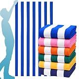 Genovega 6 Packs Oversized 72x40 Inch Stripe Beach Towel Thin Terry Set XL Big Extra Large Accessories Essentials Soft Clearance Super Pool Travel Bath Swim Camping Towels Bulk Men Women Adults Gift