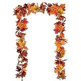 DearHouse 2 Pack Fall Garland Maple Leaf, 5.9Ft/Piece Hanging Vine Garland Artificial Autumn Foliage Garland Thanksgiving Decor for Home Wedding Fireplace Party Christmas (Brown)