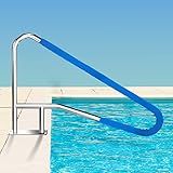 52x32 Inground Pool Rail, Rustproof #304SS Swimming Pool Stair handrail with no-Slip Cover, mounting Base & Accessories.