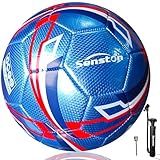Senston Soccer Ball with Pump Size 5 - Durable Waterproof Football for Indoor/Outdoor Training, Includes Hand Pump & Needle