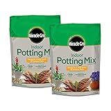 Miracle-Gro Indoor Potting Mix, Blended for a Variety of Houseplants, Feeds for up to 6 Months, 6 qt., 2-Pack