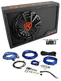 Rockville Bundle: RWS12CA Slim 1200 Watt 12" Amplified Powered Car Subwoofer Enclosure Bundle with RWK81 8 Gauge Complete Amp Installation Wire Kit with 100% Copper RCA (2 Items)