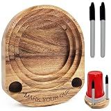 Party Cup Holder with Marker Slot, Acacia Wood Bathroom Cup Dispenser Mark Your Cup and Drink Up, Hosting Essential to Prevent Mix-Ups & Mark Your Cup for Birthdays, BBQs, Holiday Events